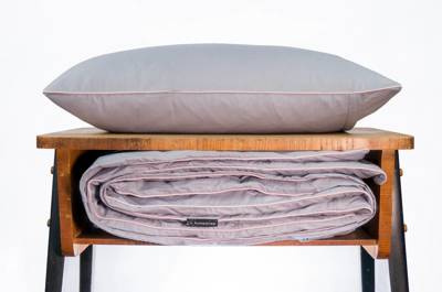 Komplet pościeli jednokolorowej szary z lamówkami 140x200 / 70x80