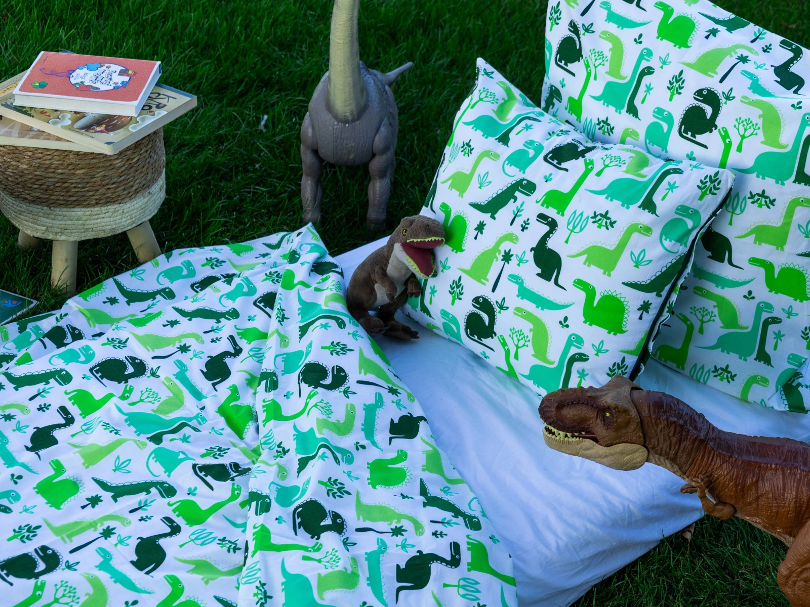 dziecięca  pościel bawełniana zielone dinozaury