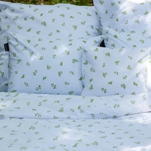 Pościel Zielone listki na białym 150x200/50x60
