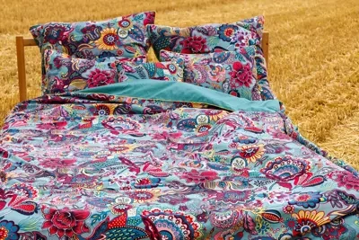 Pościel w kwiaty na turkusie 150x200 / 50x60