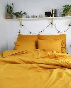 Komplet jednokolorowej pościeli MUSZTARDOWY 150x200/50x60